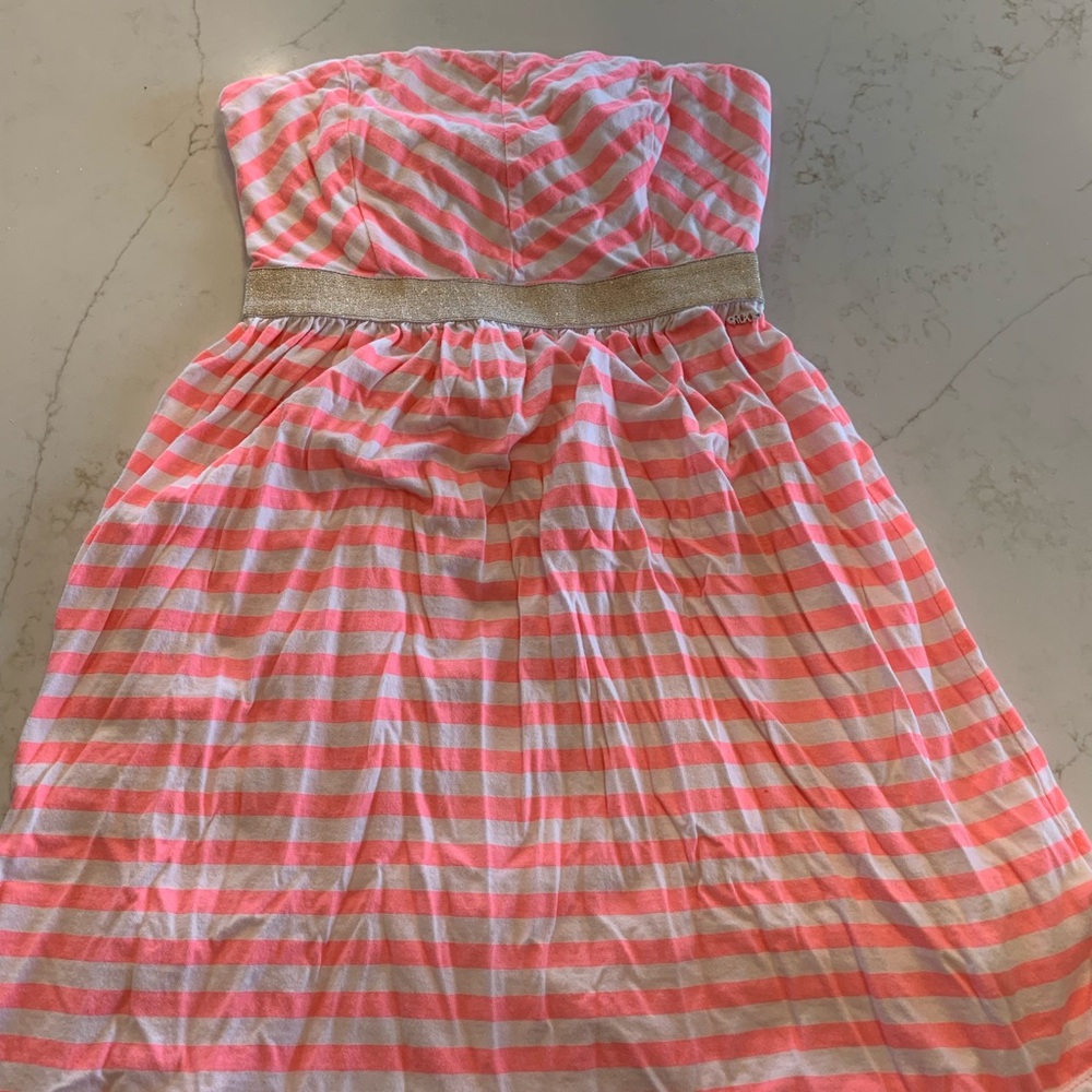 Roxy Coral and White Strapless Dress